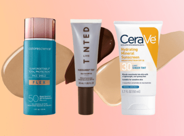 Three tinted sunscreens in different shades