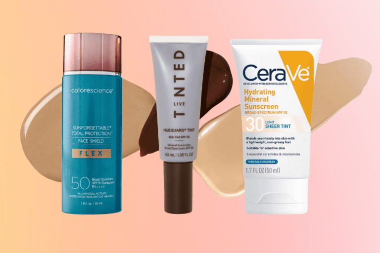 Three tinted sunscreens in different shades